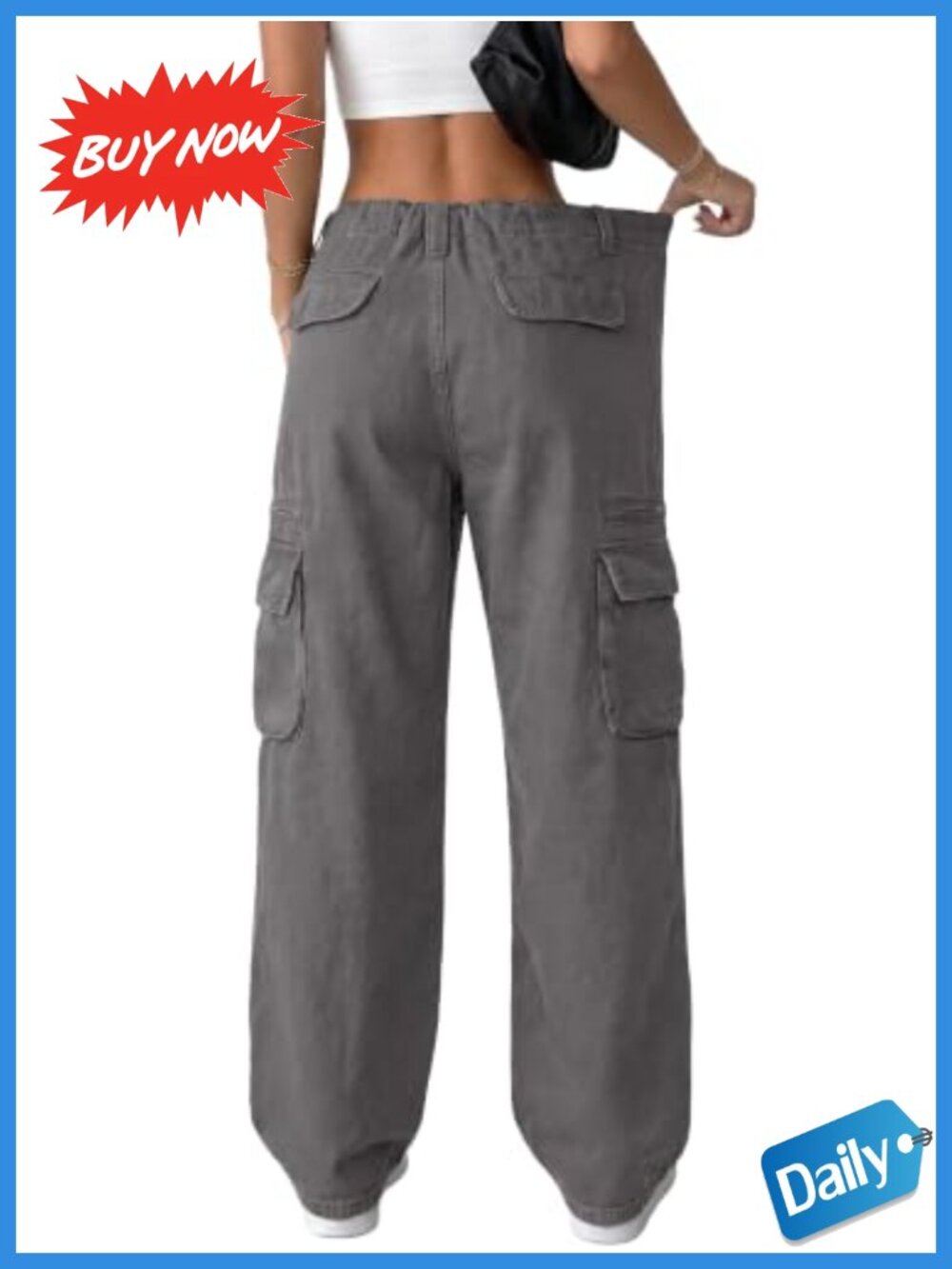 Womens High Waisted Cargo Pants 100% Cotton Tactical Y2K Streetwear